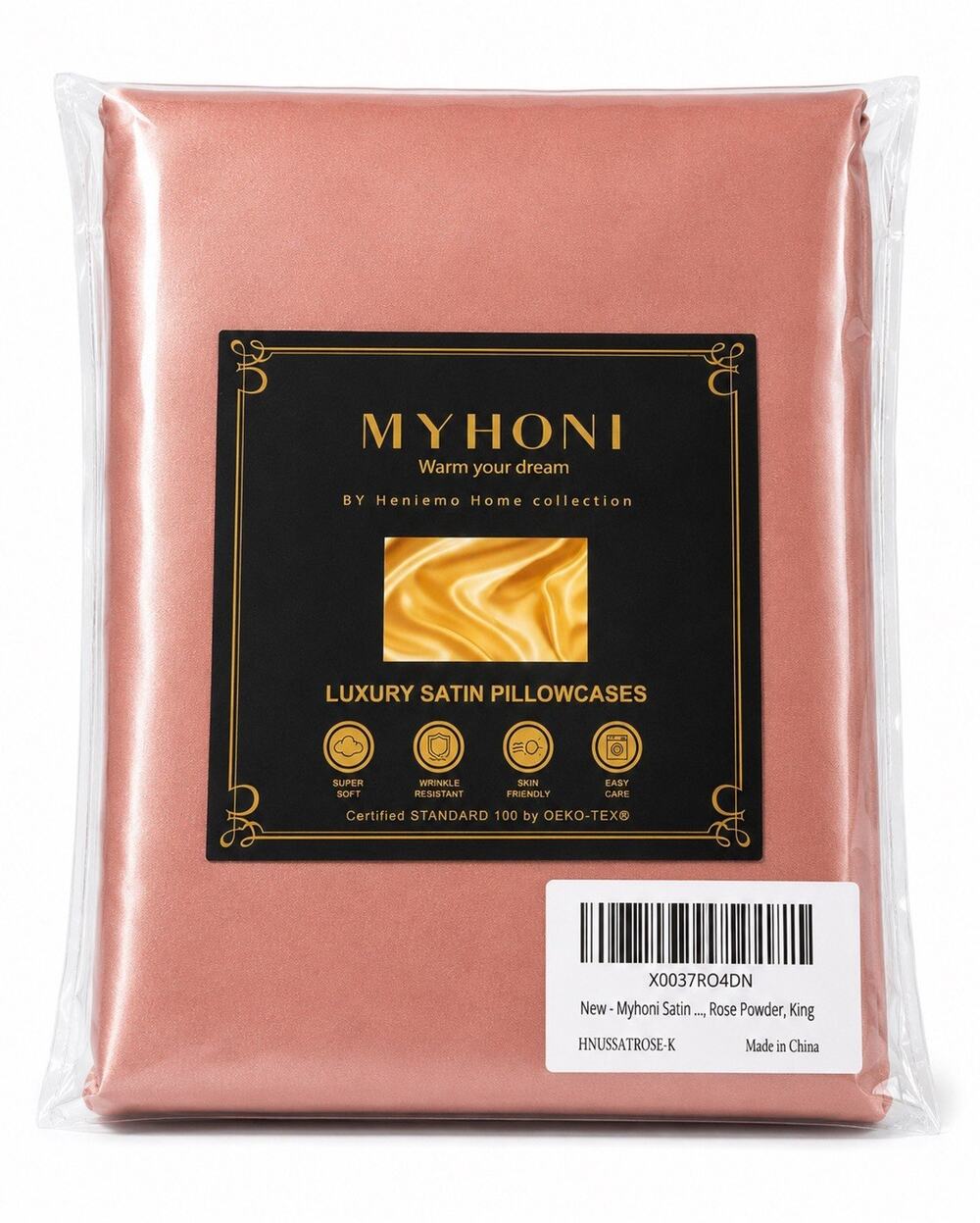 MYHONI Satin Pillowcase Queen 20x40 Rose Powder 2 Pack Silky Soft Hair Skin NEW